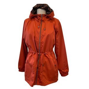 Hoodie Jacket Women Orange Leopard LiningTime&Tru Pit To Pit 23” Pockets L